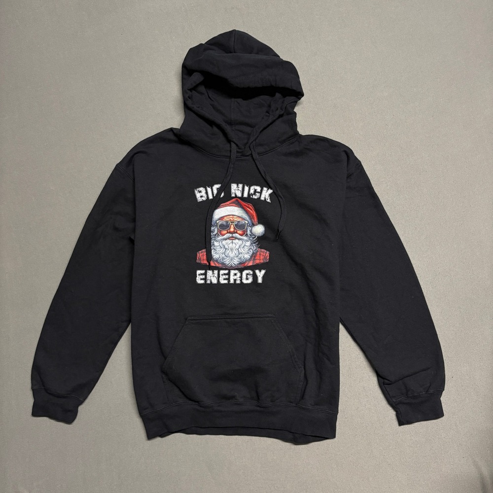 Big Nick Energy Unisex Black Santa Claus Graphic Hoodie‎ Medium